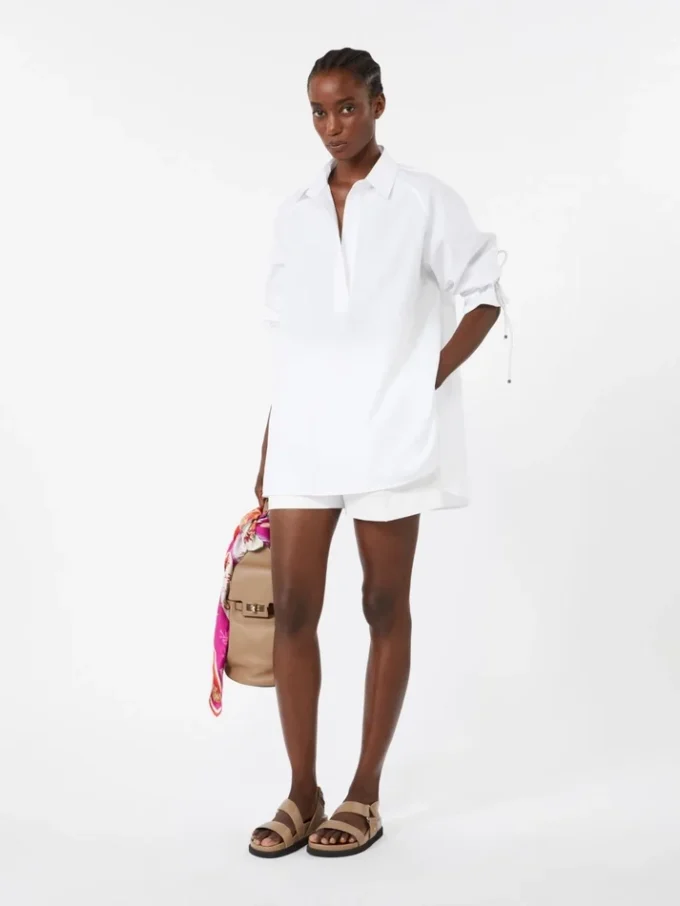 Blusa de popelín de algodón, blanco óptico Blusa de popelín de algodón, blanco óptico
