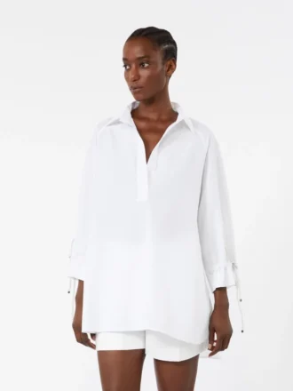 Blusa de popelín de algodón, blanco óptico