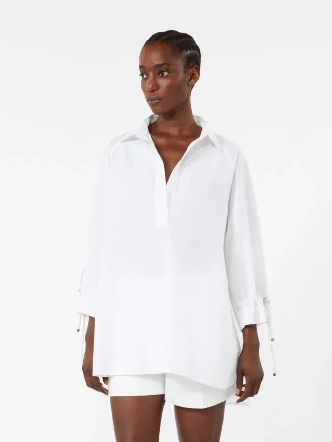 Blusa de popelín de algodón, blanco óptico Blusa de popelín de algodón, blanco óptico