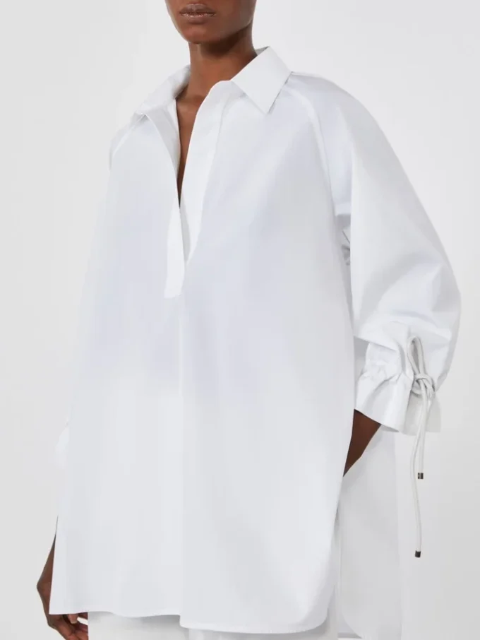 Blusa de popelín de algodón, blanco óptico Blusa de popelín de algodón, blanco óptico