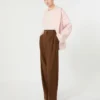 Blusa de seda con cuello redondo, rosa Blusa de seda con cuello redondo, rosa