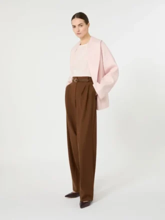 Blusa de seda con cuello redondo, rosa