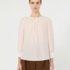 Blusa de seda con cuello redondo, rosa Blusa de seda con cuello redondo, rosa