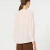 Blusa de seda con cuello redondo, rosa Blusa de seda con cuello redondo, rosa