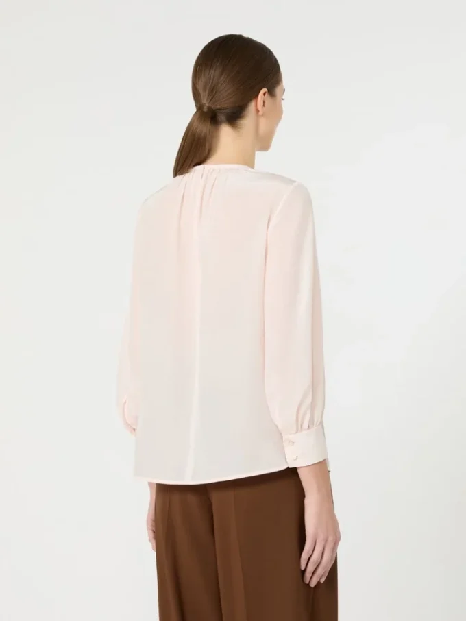 Blusa de seda con cuello redondo, rosa Blusa de seda con cuello redondo, rosa