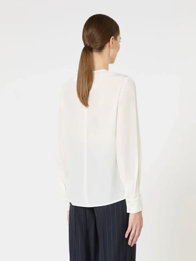 Blusa de seda con cuello redondo, seda Blusa de seda con cuello redondo, seda