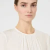 Blusa de seda con cuello redondo, seda Blusa de seda con cuello redondo, seda