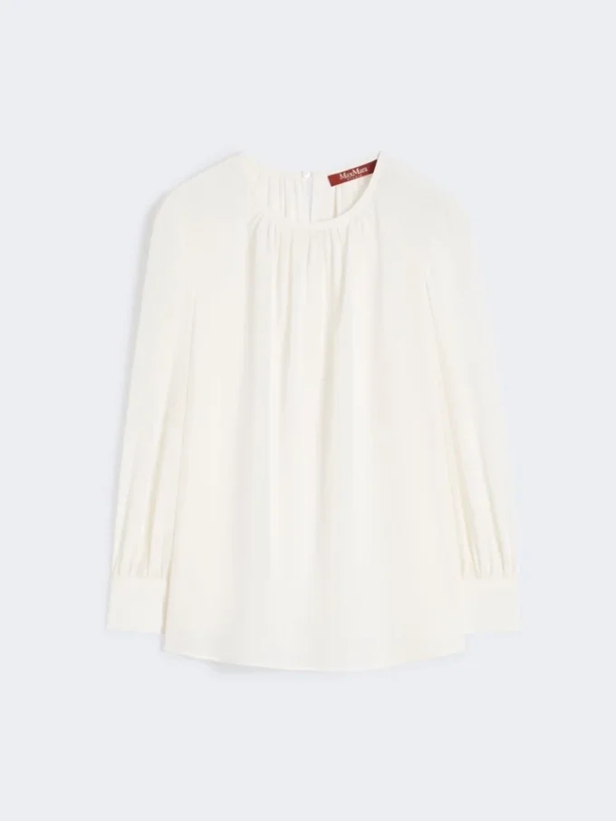 Blusa de seda con cuello redondo, seda Blusa de seda con cuello redondo, seda