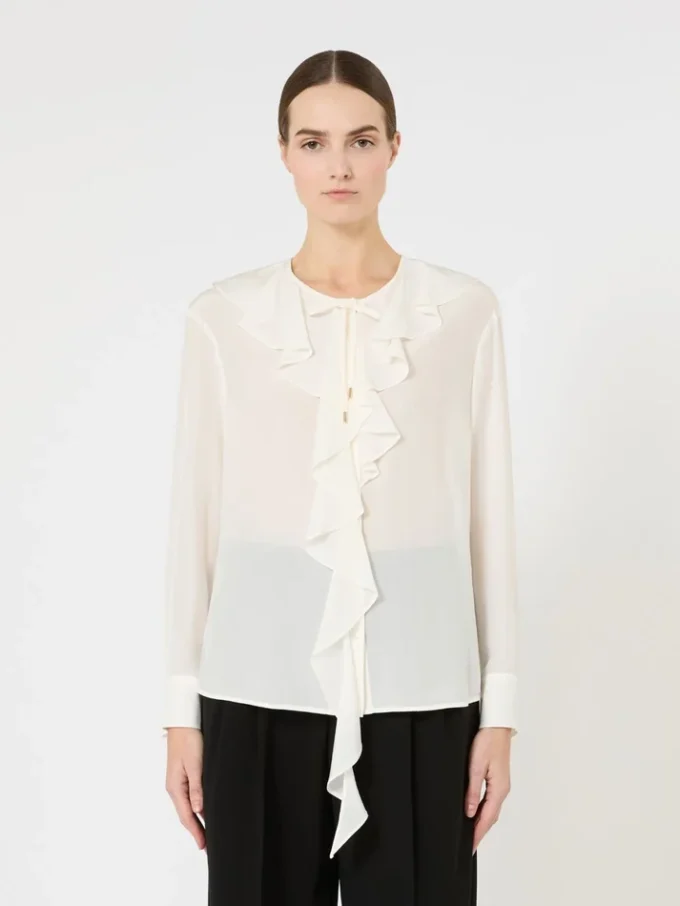 Blusa de seda con volantes, seda Blusa de seda con volantes, seda