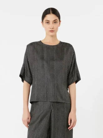 Blusa de seda estampada, negro y blanco