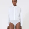 Body tipo camisa de popelín, blanco óptico Body tipo camisa de popelín, blanco óptico