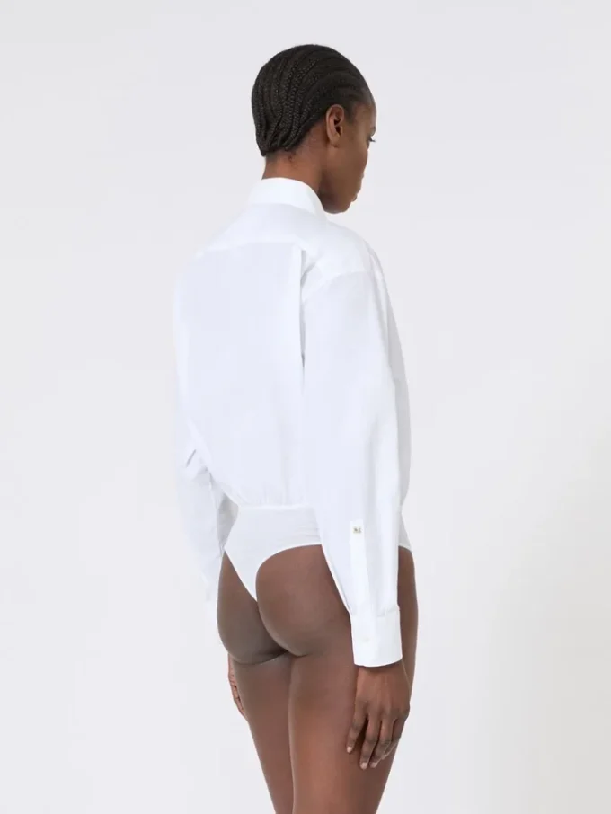 Body tipo camisa de popelín, blanco óptico Body tipo camisa de popelín, blanco óptico