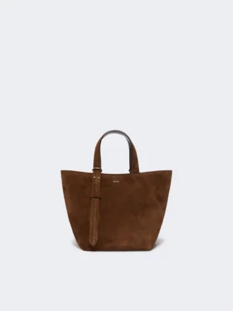 Bolso Archetipo extrapequeño de piel serrada, marrón oscuro