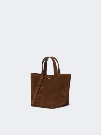 Bolso Archetipo extrapequeño de piel serrada, marrón oscuro
