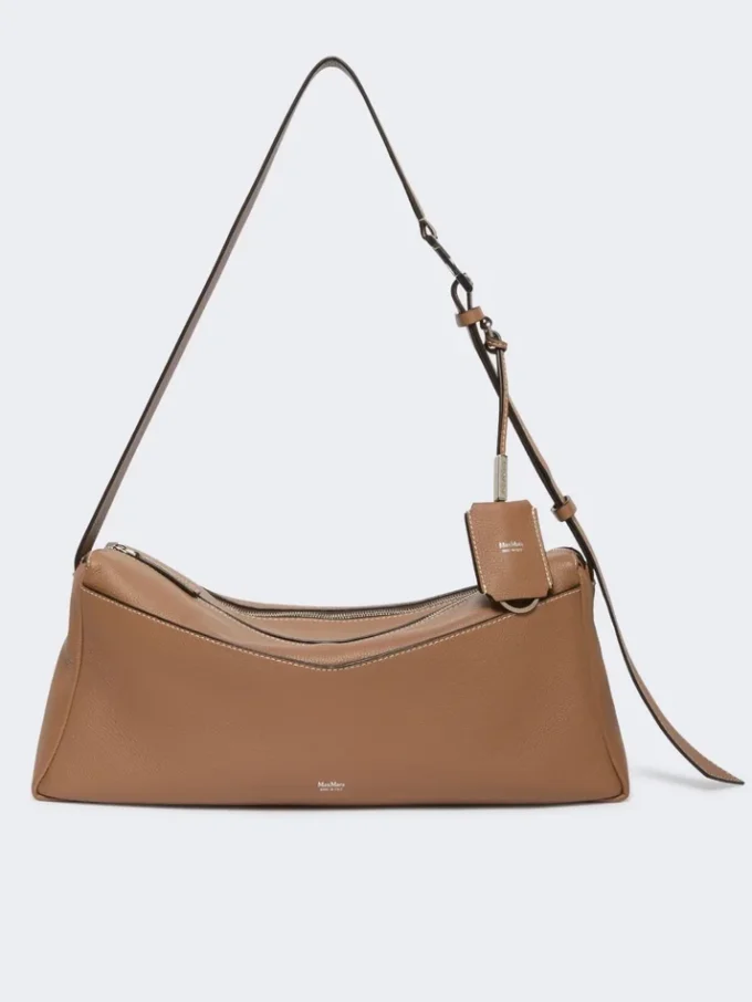 Bolso bandolera mediano de piel, marrón Bolso bandolera mediano de piel, marrón