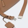 Bolso bandolera mediano de piel, marrón Bolso bandolera mediano de piel, marrón