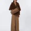 Bolso bandolera mediano de piel, marrón Bolso bandolera mediano de piel, marrón