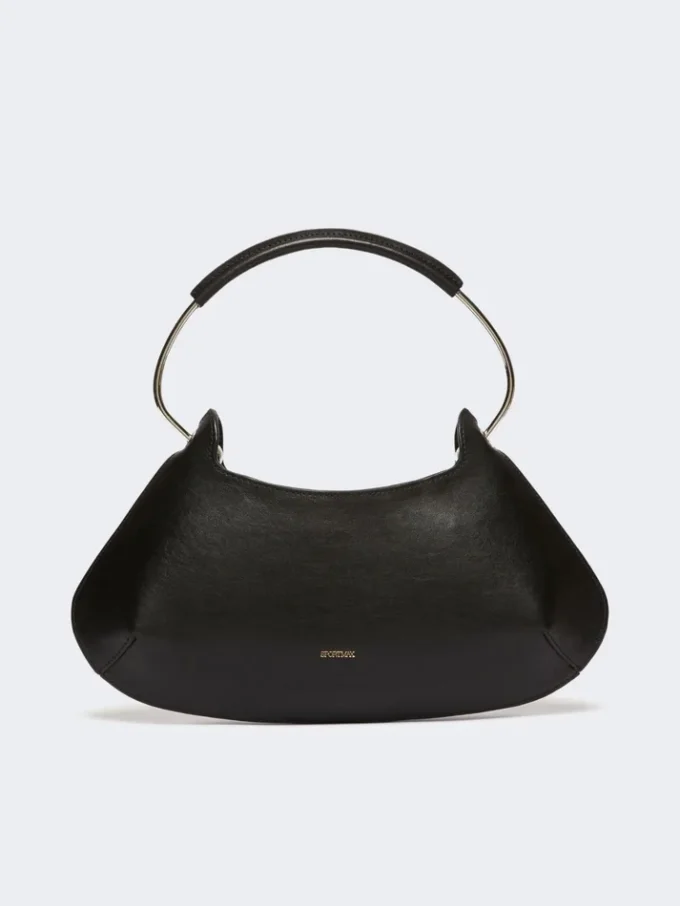 Bolso Caju mediano de piel, negro Bolso Caju mediano de piel, negro