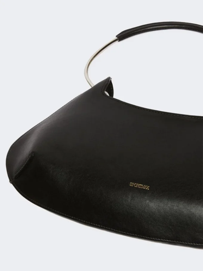 Bolso Caju mediano de piel, negro Bolso Caju mediano de piel, negro