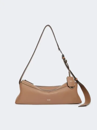 Bolso de hombro pequeño de piel, marrón