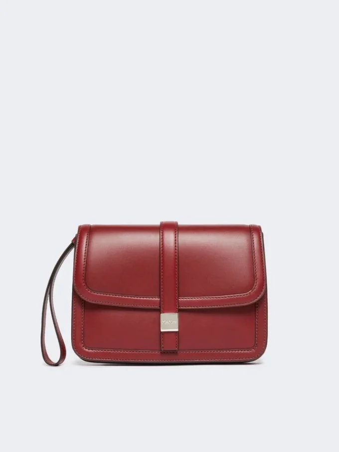 Bolso de mano de piel lisa, color burdeos Bolso de mano de piel lisa, color burdeos