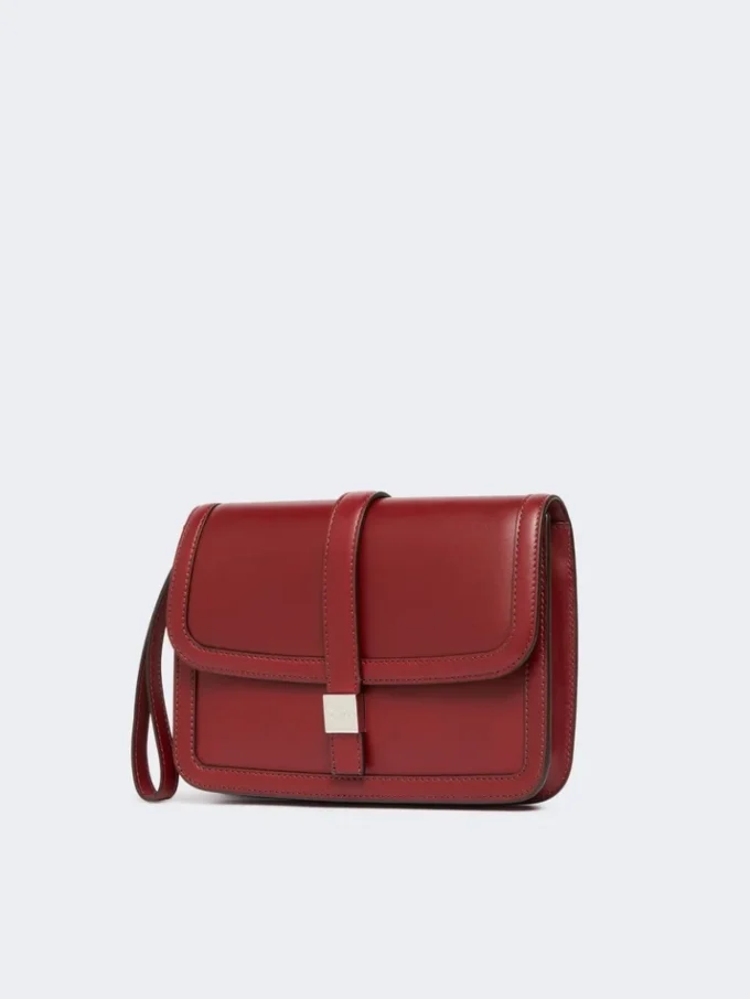 Bolso de mano de piel lisa, color burdeos Bolso de mano de piel lisa, color burdeos