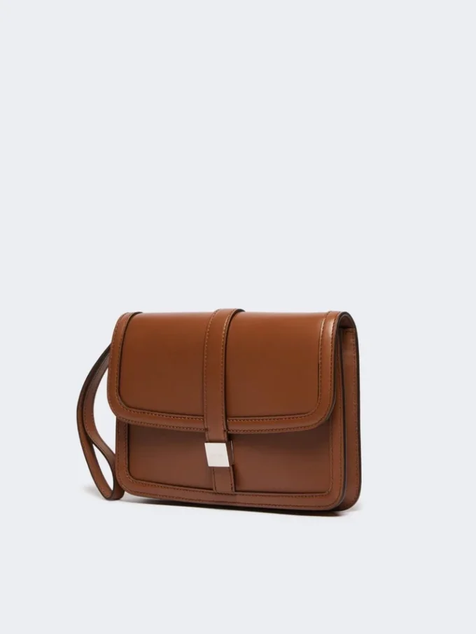 Bolso de mano de piel lisa, color tabaco Bolso de mano de piel lisa, color tabaco