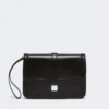 Bolso de mano de piel lisa, negro Bolso de mano de piel lisa, negro