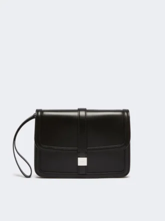 Bolso de mano de piel lisa, negro