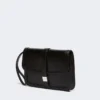 Bolso de mano de piel lisa, negro Bolso de mano de piel lisa, negro