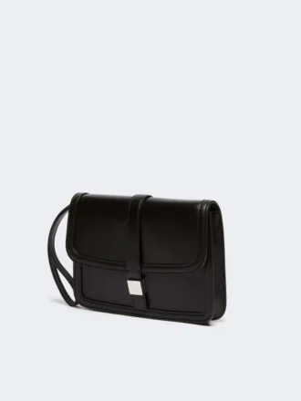 Bolso de mano de piel lisa, negro
