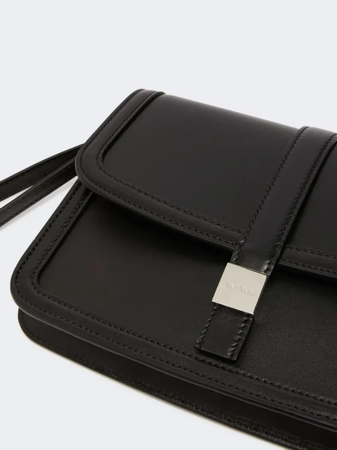 Bolso de mano de piel lisa, negro Bolso de mano de piel lisa, negro
