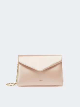 Bolso de mano de viscosa y satén de seda, color polvo