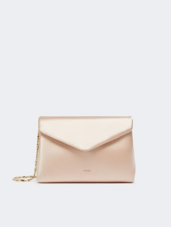 Bolso de mano de viscosa y satén de seda, color polvo Bolso de mano de viscosa y satén de seda, color polvo