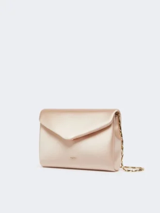Bolso de mano de viscosa y satén de seda, color polvo
