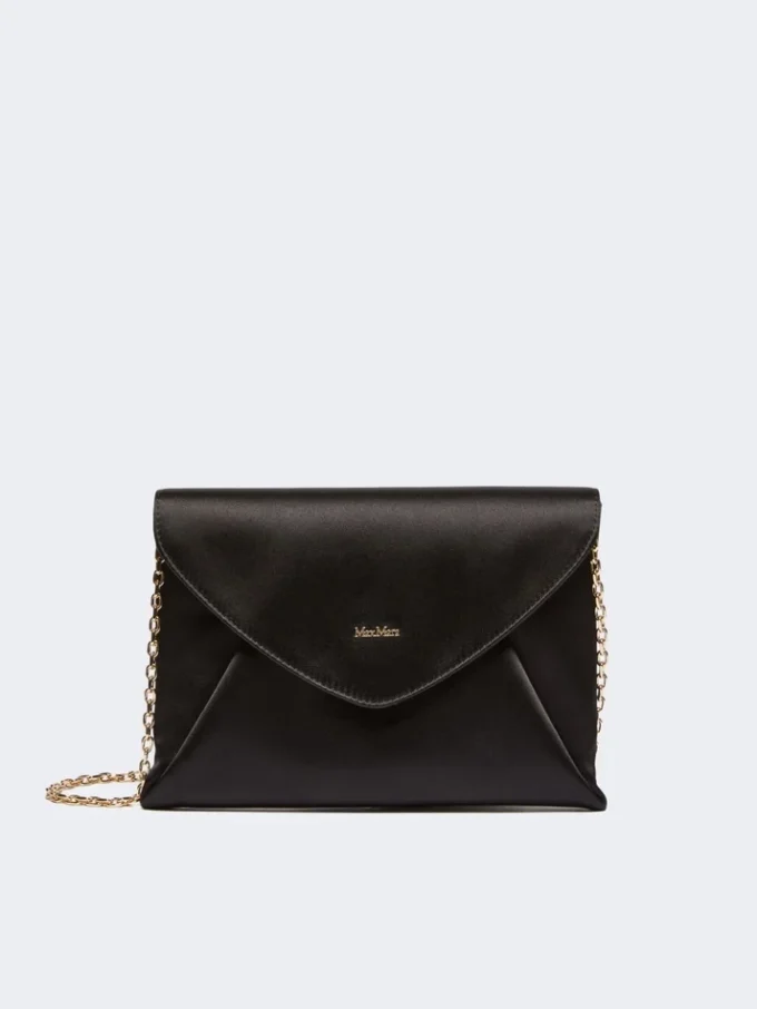 Bolso de mano de viscosa y satén de seda, negro Bolso de mano de viscosa y satén de seda, negro