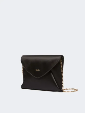 Bolso de mano de viscosa y satén de seda, negro
