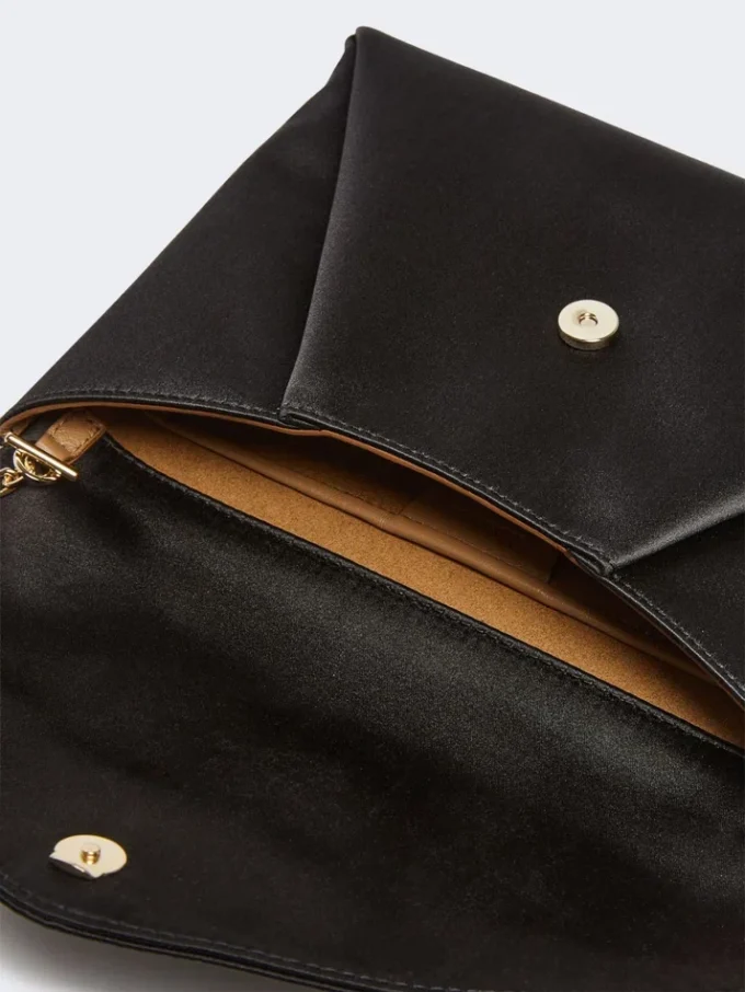Bolso de mano de viscosa y satén de seda, negro Bolso de mano de viscosa y satén de seda, negro