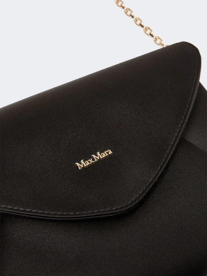 Bolso de mano de viscosa y satén de seda, negro Bolso de mano de viscosa y satén de seda, negro