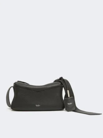 Bolso de mano micro de piel de bajo brillo, negro