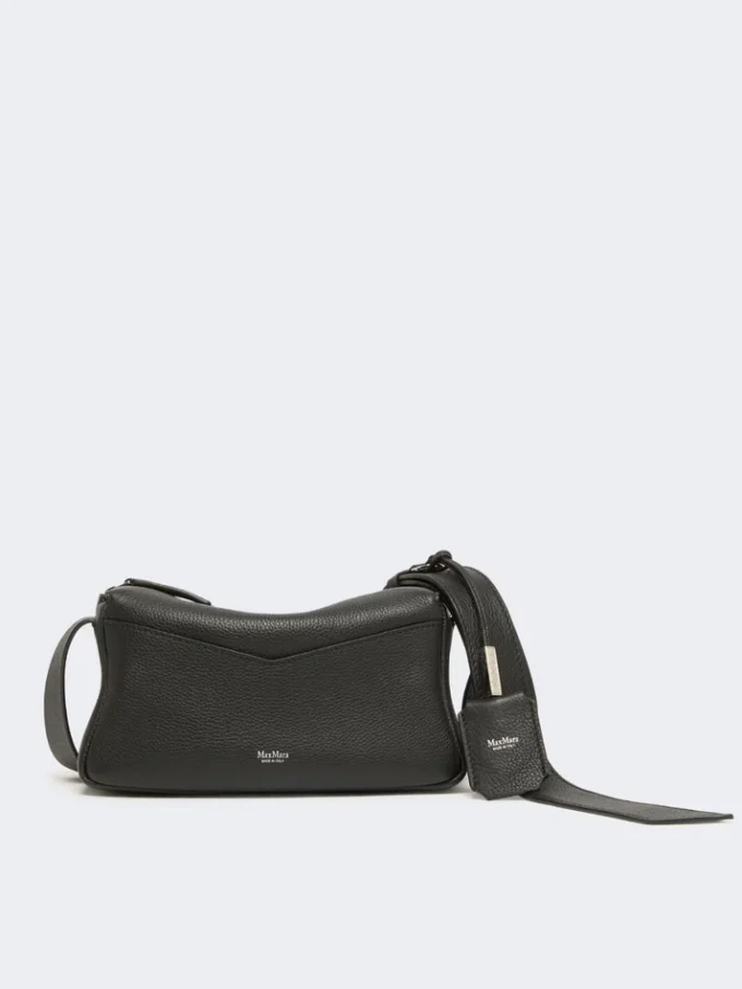 Bolso de mano micro de piel de bajo brillo, negro Bolso de mano micro de piel de bajo brillo, negro