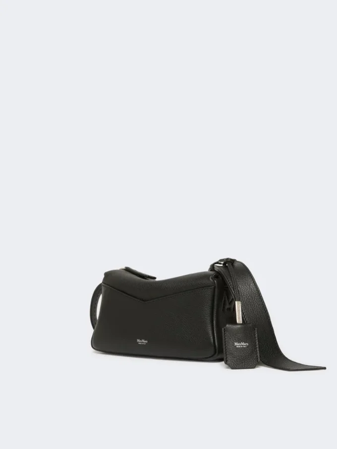 Bolso de mano micro de piel de bajo brillo, negro Bolso de mano micro de piel de bajo brillo, negro