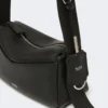 Bolso de mano micro de piel de bajo brillo, negro Bolso de mano micro de piel de bajo brillo, negro