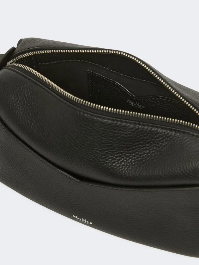 Bolso de mano micro de piel de bajo brillo, negro Bolso de mano micro de piel de bajo brillo, negro