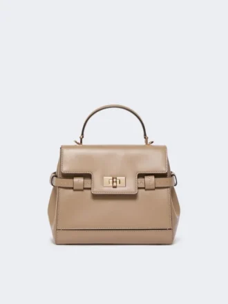 Bolso de piel lisa, color barro Bolso de piel lisa, color barro