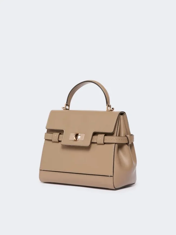 Bolso de piel lisa, color barro Bolso de piel lisa, color barro