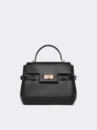 Bolso de piel lisa, negro