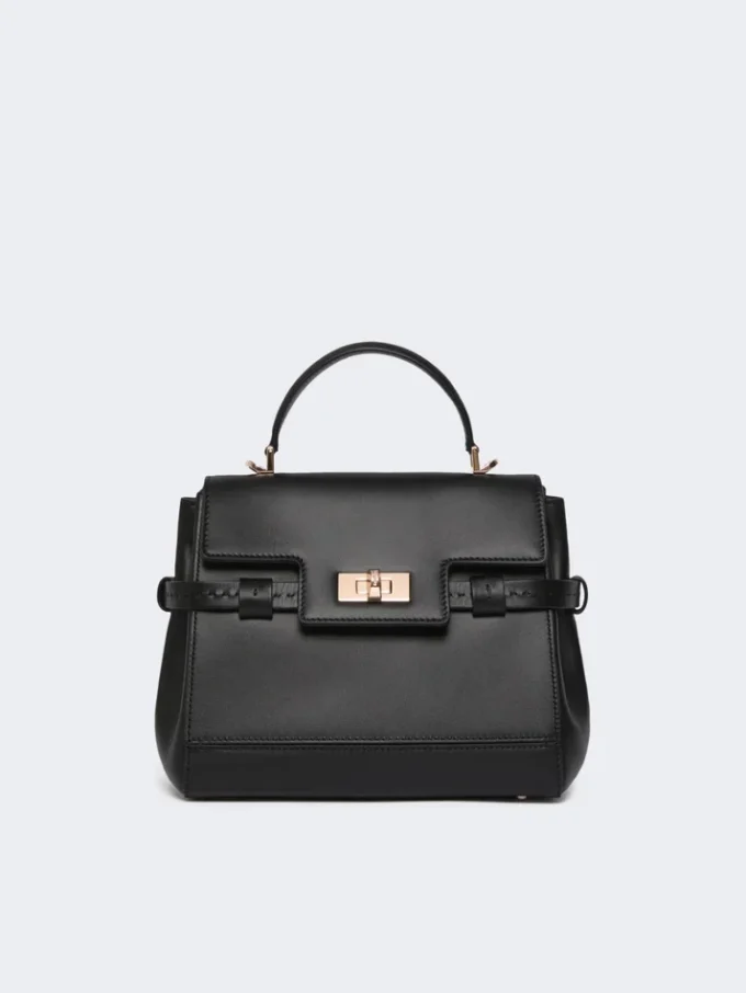 Bolso de piel lisa, negro Bolso de piel lisa, negro