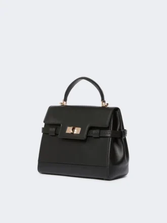 Bolso de piel lisa, negro
