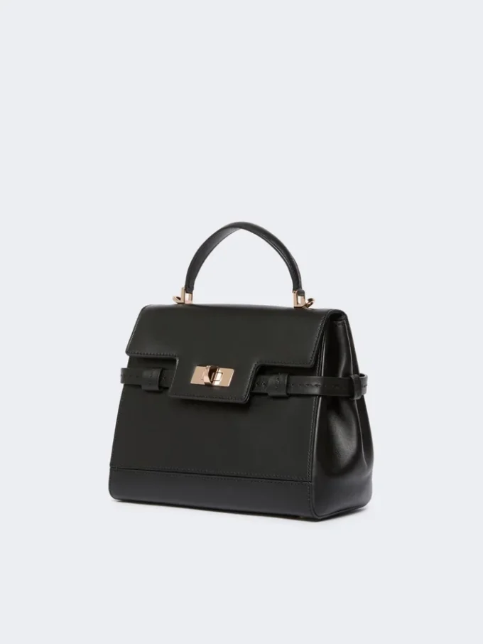 Bolso de piel lisa, negro Bolso de piel lisa, negro
